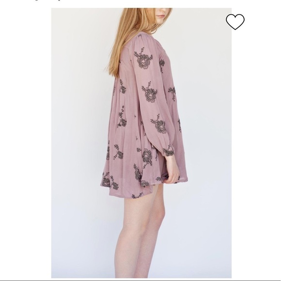 Free People Embroidered Austin Mini Dress long sleeve floral boho - Picture 12 of 15
